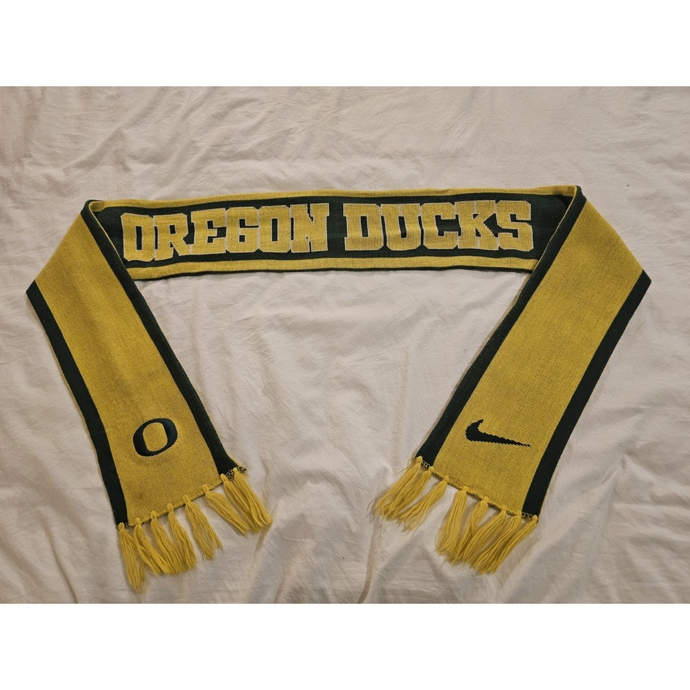 Oregon Ducks Knit Scarf‎ Nike NCAA College Football Green Yellow Fringe